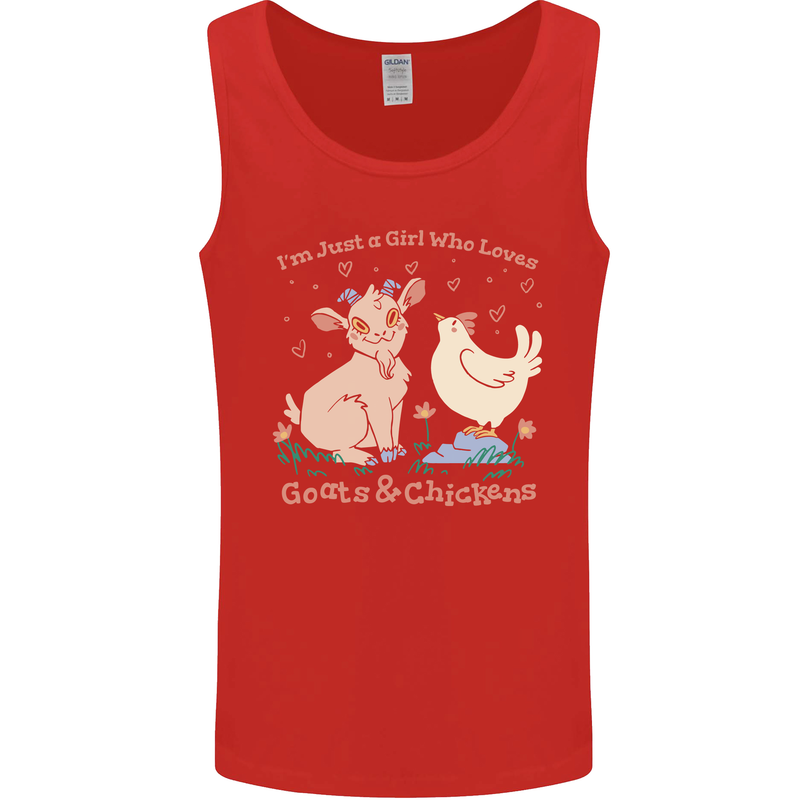 A Girl Who Loves Goats Chickens Farmer Mens Vest Tank Top Red