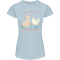 A Girl Who Loves Goats Chickens Farmer Womens Petite Cut T-Shirt Light Blue