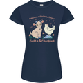 A Girl Who Loves Goats Chickens Farmer Womens Petite Cut T-Shirt Navy Blue