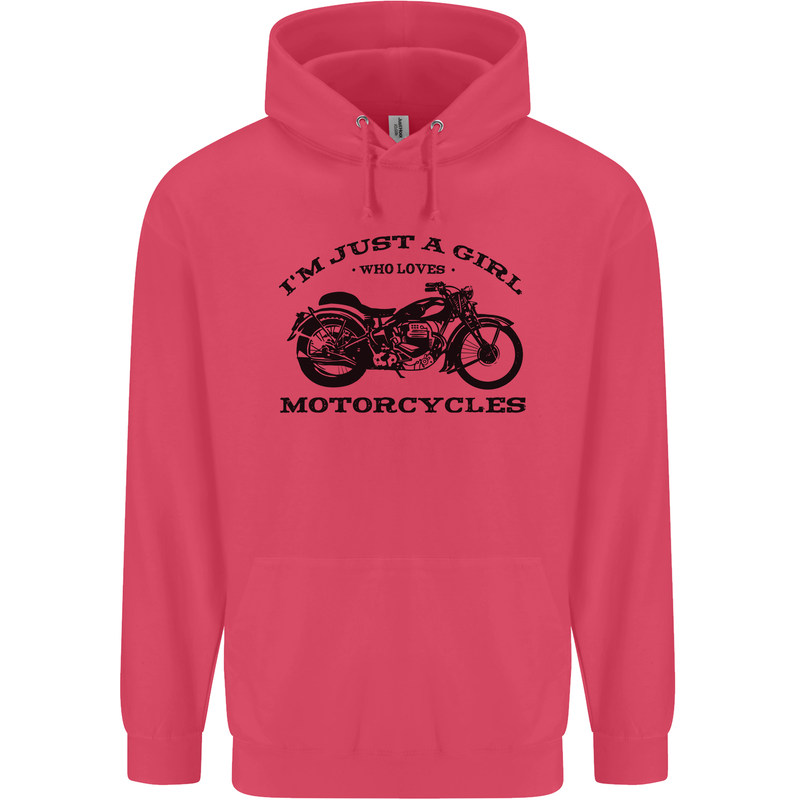 A Girl Who Loves Motorcycles Biker Childrens Kids Hoodie Heliconia