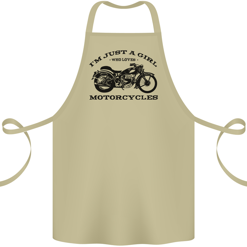 A Girl Who Loves Motorcycles Biker Cotton Apron 100% Organic Khaki