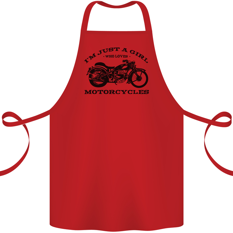 A Girl Who Loves Motorcycles Biker Cotton Apron 100% Organic Red