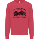 A Girl Who Loves Motorcycles Biker Kids Sweatshirt Jumper Heliconia