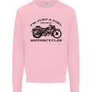 A Girl Who Loves Motorcycles Biker Kids Sweatshirt Jumper Light Pink