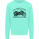 A Girl Who Loves Motorcycles Biker Kids Sweatshirt Jumper Peppermint