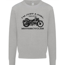 A Girl Who Loves Motorcycles Biker Kids Sweatshirt Jumper Sports Grey