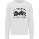 A Girl Who Loves Motorcycles Biker Kids Sweatshirt Jumper White