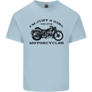 A Girl Who Loves Motorcycles Biker Kids T-Shirt Childrens Light Blue