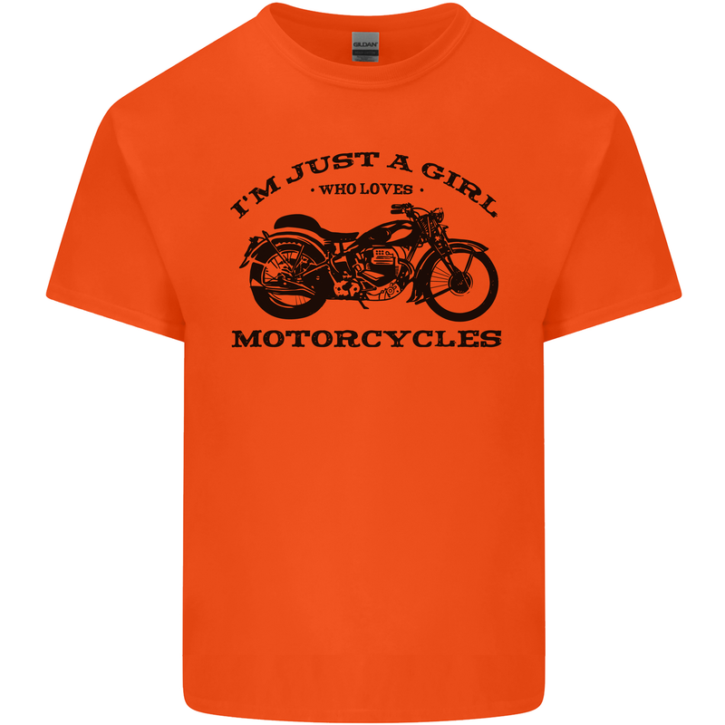 A Girl Who Loves Motorcycles Biker Kids T-Shirt Childrens Orange