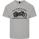 A Girl Who Loves Motorcycles Biker Kids T-Shirt Childrens Sports Grey