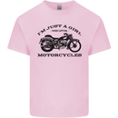 A Girl Who Loves Motorcycles Biker Mens Cotton T-Shirt Tee Top Light Pink