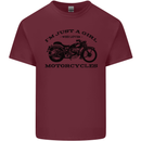 A Girl Who Loves Motorcycles Biker Mens Cotton T-Shirt Tee Top Maroon