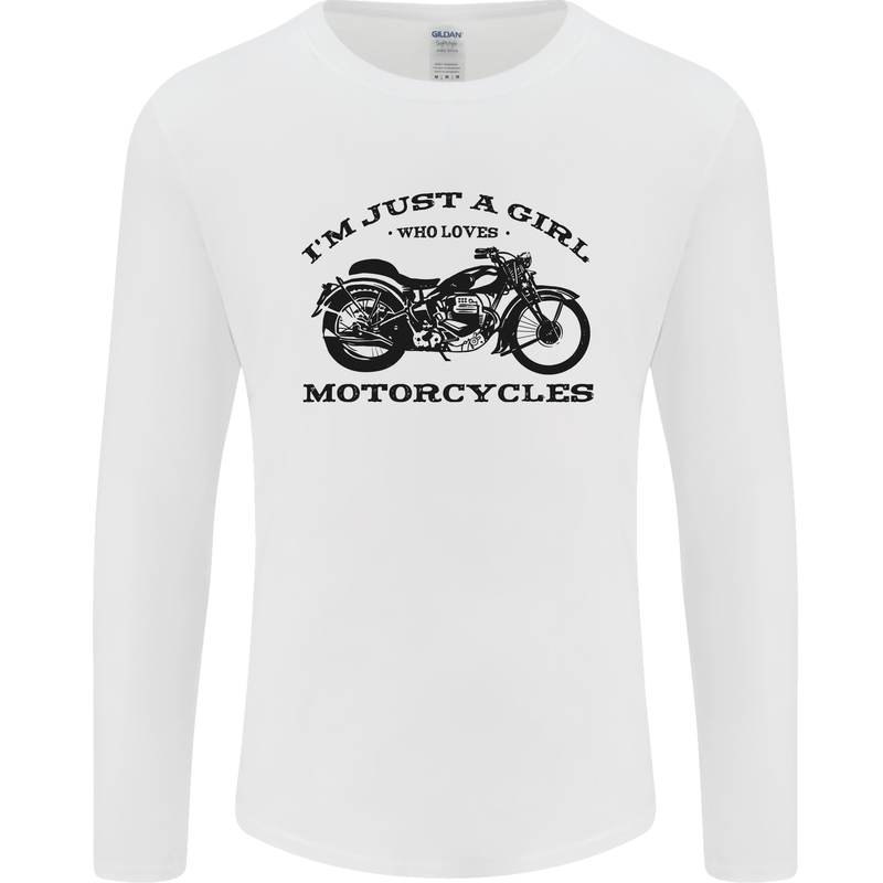 A Girl Who Loves Motorcycles Biker Mens Long Sleeve T-Shirt White