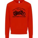 A Girl Who Loves Motorcycles Biker Mens Sweatshirt Jumper Bright Red