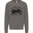 A Girl Who Loves Motorcycles Biker Mens Sweatshirt Jumper Charcoal