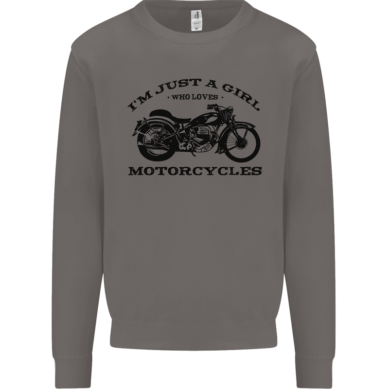 A Girl Who Loves Motorcycles Biker Mens Sweatshirt Jumper Charcoal