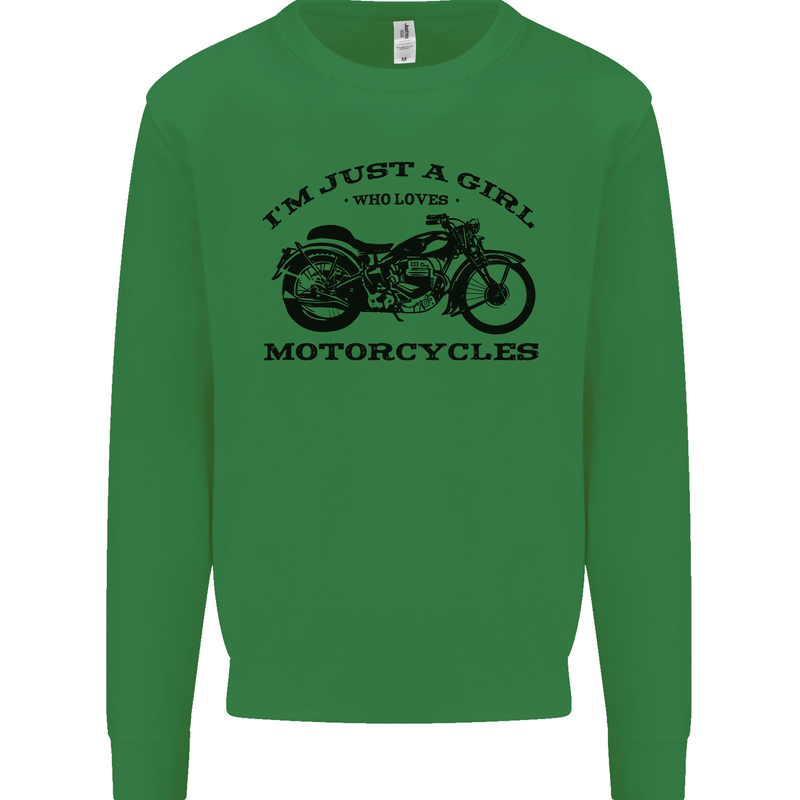 A Girl Who Loves Motorcycles Biker Mens Sweatshirt Jumper Irish Green