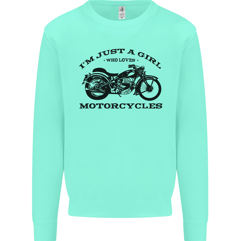 A Girl Who Loves Motorcycles Biker Mens Sweatshirt Jumper Peppermint