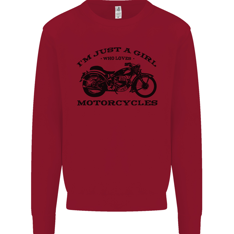 A Girl Who Loves Motorcycles Biker Mens Sweatshirt Jumper Red