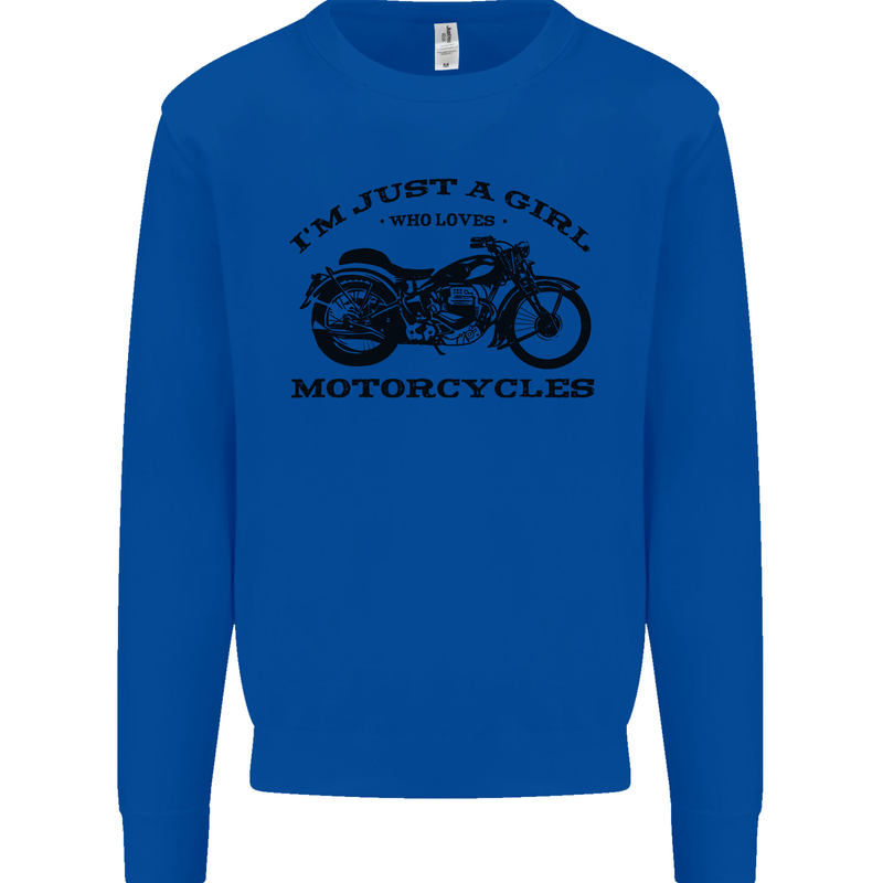 A Girl Who Loves Motorcycles Biker Mens Sweatshirt Jumper Royal Blue