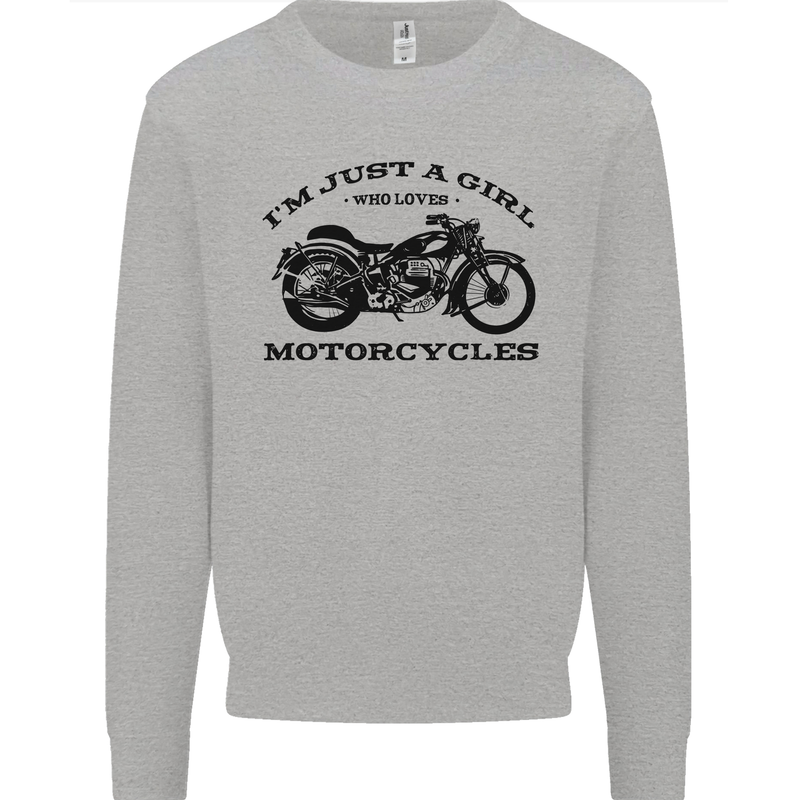 A Girl Who Loves Motorcycles Biker Mens Sweatshirt Jumper Sports Grey