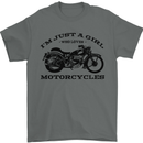 A Girl Who Loves Motorcycles Biker Mens T-Shirt 100% Cotton Charcoal