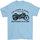 A Girl Who Loves Motorcycles Biker Mens T-Shirt 100% Cotton Light Blue