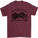 A Girl Who Loves Motorcycles Biker Mens T-Shirt 100% Cotton Maroon