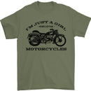 A Girl Who Loves Motorcycles Biker Mens T-Shirt 100% Cotton Military Green