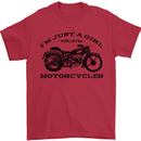 A Girl Who Loves Motorcycles Biker Mens T-Shirt 100% Cotton Red