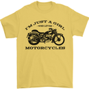 A Girl Who Loves Motorcycles Biker Mens T-Shirt 100% Cotton Yellow