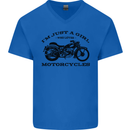 A Girl Who Loves Motorcycles Biker Mens V-Neck Cotton T-Shirt Royal Blue