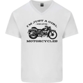 A Girl Who Loves Motorcycles Biker Mens V-Neck Cotton T-Shirt White