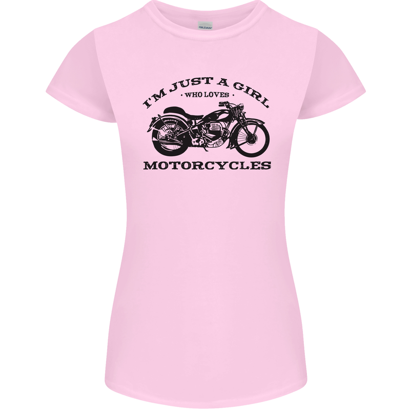 A Girl Who Loves Motorcycles Biker Womens Petite Cut T-Shirt Light Pink