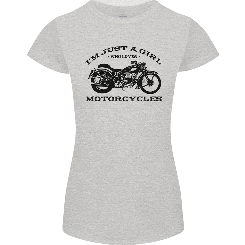 A Girl Who Loves Motorcycles Biker Womens Petite Cut T-Shirt Sports Grey