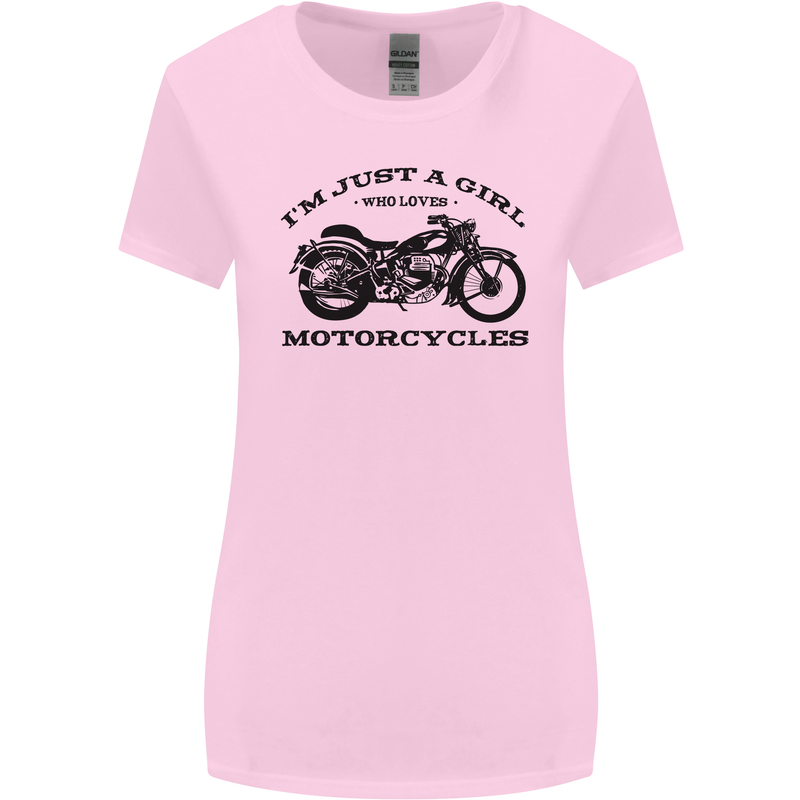 A Girl Who Loves Motorcycles Biker Womens Wider Cut T-Shirt Light Pink