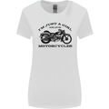A Girl Who Loves Motorcycles Biker Womens Wider Cut T-Shirt White