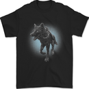 A Girl on Wolf Mens T-Shirt 100% Cotton Black