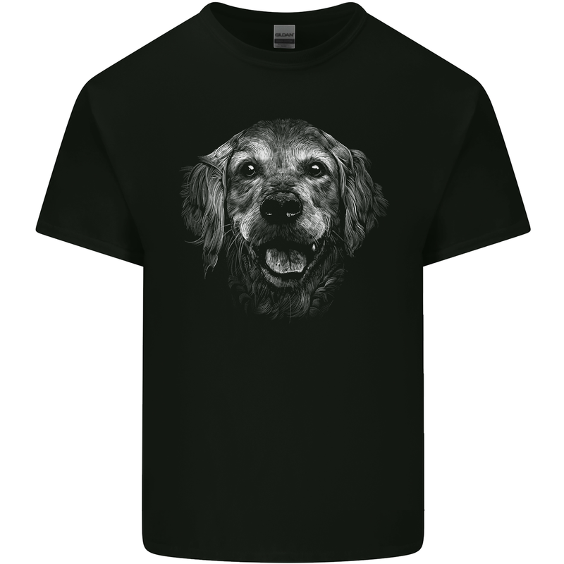 A Golden Retriever Face Kids T-Shirt Childrens Black