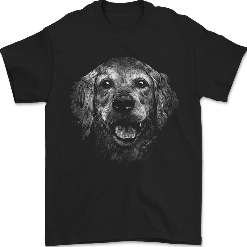 A Golden Retriever Face Mens T-Shirt 100% Cotton Black