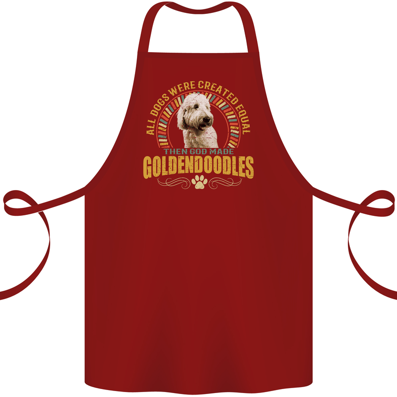 A Goldendoodle Dog Cotton Apron 100% Organic Maroon