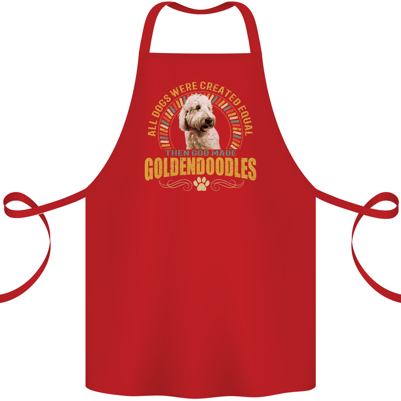 A Goldendoodle Dog Cotton Apron 100% Organic Red