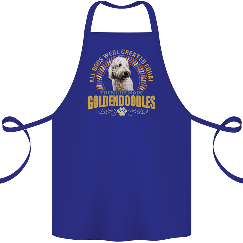A Goldendoodle Dog Cotton Apron 100% Organic Royal Blue