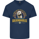 A Goldendoodle Dog Mens V-Neck Cotton T-Shirt Navy Blue