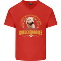 A Goldendoodle Dog Mens V-Neck Cotton T-Shirt Red