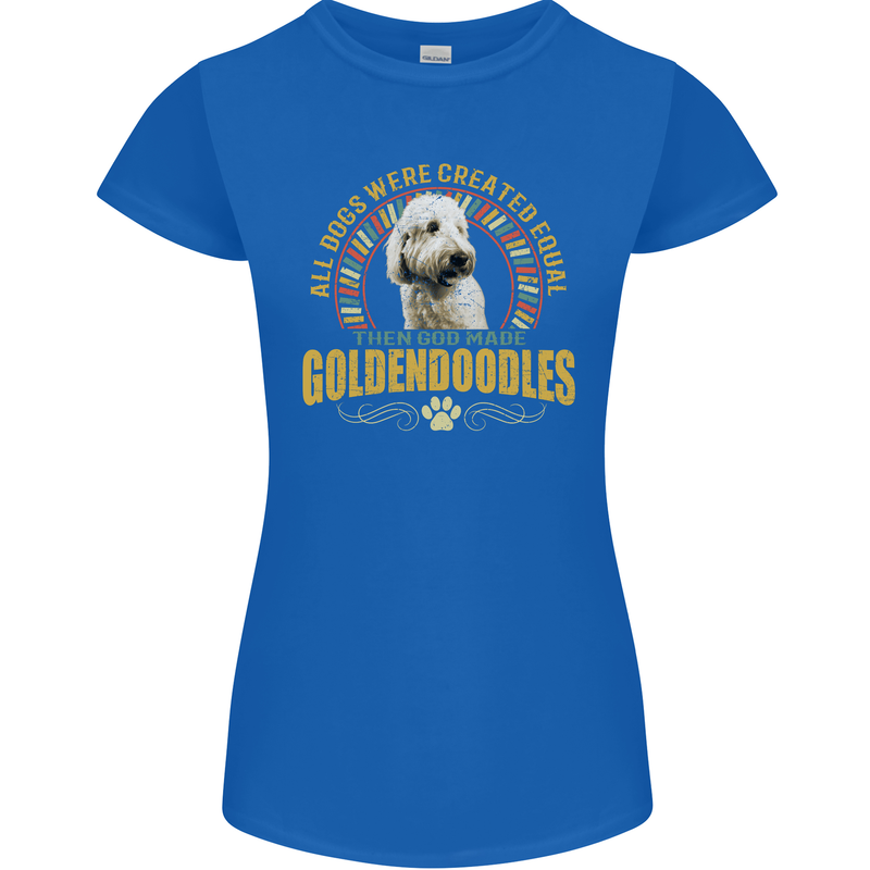 A Goldendoodle Dog Womens Petite Cut T-Shirt Royal Blue