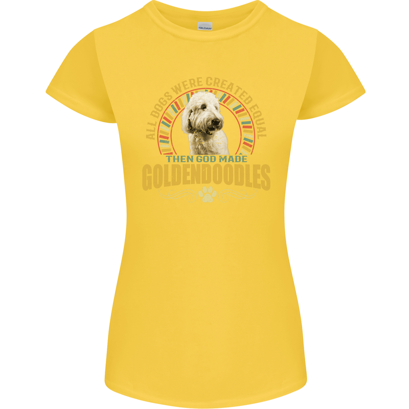 A Goldendoodle Dog Womens Petite Cut T-Shirt Yellow