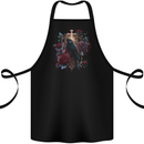 A Gothic Bird and Cross in Roses Gothic Cotton Apron 100% Organic Black