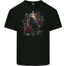 A Gothic Bird and Cross in Roses Gothic Mens Cotton T-Shirt Tee Top BLACK