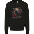 A Gothic Bird and Cross in Roses Gothic Mens Sweatshirt Jumper Black